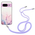 For Google Pixel 8 Hollow Marble Pattern TPU Phone Case with Neck Strap Rope(Pink)