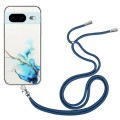 For Google Pixel 8 Hollow Marble Pattern TPU Phone Case with Neck Strap Rope(Blue)