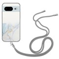 For Google Pixel 8 Hollow Marble Pattern TPU Phone Case with Neck Strap Rope(Grey)