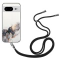 For Google Pixel 8 Hollow Marble Pattern TPU Phone Case with Neck Strap Rope(Black)