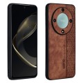 For Honor X9b AZNS 3D Embossed Skin Feel Phone Case(Brown)