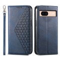 For Google Pixel 8a Cubic Grid Calf Texture Magnetic Leather Phone Case(Blue)