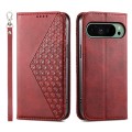 For Google Pixel 9 Cubic Grid Calf Texture Magnetic Leather Phone Case(Red)