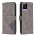 For TCL 40 SE Magnetic Buckle Rhombus Texture Leather Phone Case(Grey)