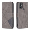 For TCL 305 / 306 / 30 SE Magnetic Buckle Rhombus Texture Leather Phone Case(Grey)