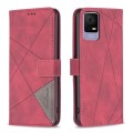 For TCL 405 Magnetic Buckle Rhombus Texture Leather Phone Case(Red)
