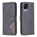 For TCL 405 Magnetic Buckle Rhombus Texture Leather Phone Case(Black)
