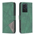 For TCL 50 SE Magnetic Buckle Rhombus Texture Leather Phone Case(Green)