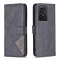 For TCL 50 SE Magnetic Buckle Rhombus Texture Leather Phone Case(Black)