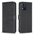 For Motorola Moto E13 4G Four-leaf Embossed Leather Phone Case(Black)