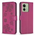 For Motorola Edge 40 5G Four-leaf Embossed Leather Phone Case(Rose Red)
