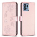For Motorola Edge 40 Pro 5G / X40 / X40 Pro Four-leaf Embossed Leather Phone Case(Pink)