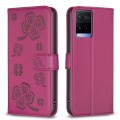 For Motorola Moto G13 4G / G23 4G / G53 5G Four-leaf Embossed Leather Phone Case(Rose Red)