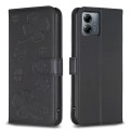 For Motorola Moto G14 4G Four-leaf Embossed Leather Phone Case(Black)
