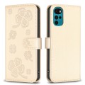 For Motorola Moto G22 Four-leaf Embossed Leather Phone Case(Gold)