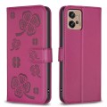 For Motorola Moto G32 4G Four-leaf Embossed Leather Phone Case(Rose Red)