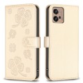 For Motorola Moto G32 4G Four-leaf Embossed Leather Phone Case(Gold)