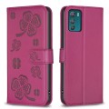 For Motorola Moto G42 Four-leaf Embossed Leather Phone Case(Rose Red)