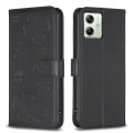 For Motorola Moto G54 5G EU Edition Four-leaf Embossed Leather Phone Case(Black)