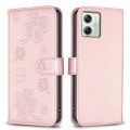 For Motorola Moto G54 5G EU Edition Four-leaf Embossed Leather Phone Case(Pink)