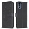 For Motorola Moto G62 Four-leaf Embossed Leather Phone Case(Black)