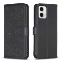 For Motorola Moto G73 5G Four-leaf Embossed Leather Phone Case(Black)