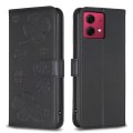 For Motorola Moto G84 Four-leaf Embossed Leather Phone Case(Black)