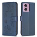 For Motorola Moto G34 5G Four-leaf Embossed Leather Phone Case(Blue)