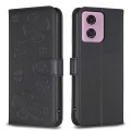For Motorola Moto G34 5G Four-leaf Embossed Leather Phone Case(Black)
