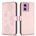 For Motorola Moto G24 Four-leaf Embossed Leather Phone Case(Pink)