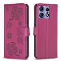 For Motorola Edge 50 Pro 5G Four-leaf Embossed Leather Phone Case(Rose Red)