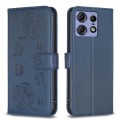 For Motorola Edge 50 Pro 5G Four-leaf Embossed Leather Phone Case(Blue)