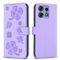 For Motorola Edge 50 Pro 5G Four-leaf Embossed Leather Phone Case(Purple)