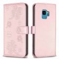 For Samsung Galaxy S9 Four-leaf Embossed Leather Phone Case(Pink)