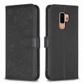 For Samsung Galaxy S9+ Four-leaf Embossed Leather Phone Case(Black)