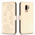 For Samsung Galaxy S9+ Four-leaf Embossed Leather Phone Case(Gold)
