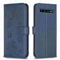 For Samsung Galaxy S10 Four-leaf Embossed Leather Phone Case(Blue)