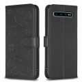 For Samsung Galaxy S10+ Four-leaf Embossed Leather Phone Case(Black)
