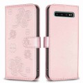 For Samsung Galaxy S10+ Four-leaf Embossed Leather Phone Case(Pink)