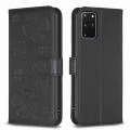 For Samsung Galaxy S20+ Four-leaf Embossed Leather Phone Case(Black)