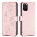 For Samsung Galaxy S20+ Four-leaf Embossed Leather Phone Case(Pink)