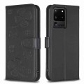 For Samsung Galaxy S20 Ultra Four-leaf Embossed Leather Phone Case(Black)