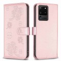 For Samsung Galaxy S20 Ultra Four-leaf Embossed Leather Phone Case(Pink)