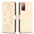 For Samsung Galaxy S20 FE Four-leaf Embossed Leather Phone Case(Gold)