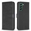 For Samsung Galaxy S23 FE 5G Four-leaf Embossed Leather Phone Case(Black)