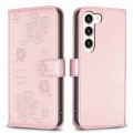 For Samsung Galaxy S23+ 5G Four-leaf Embossed Leather Phone Case(Pink)