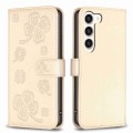 For Samsung Galaxy S24 5G Four-leaf Embossed Leather Phone Case(Gold)