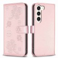 For Samsung Galaxy S24+ 5G Four-leaf Embossed Leather Phone Case(Pink)