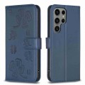 For Samsung Galaxy S24 Ultra 5G Four-leaf Embossed Leather Phone Case(Blue)