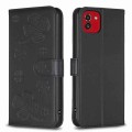 For Samsung Galaxy A03 166mm Four-leaf Embossed Leather Phone Case(Black)